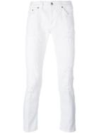 Dondup Distressed Skinny Jeans, Men's, Size: 30, White, Cotton/spandex/elastane