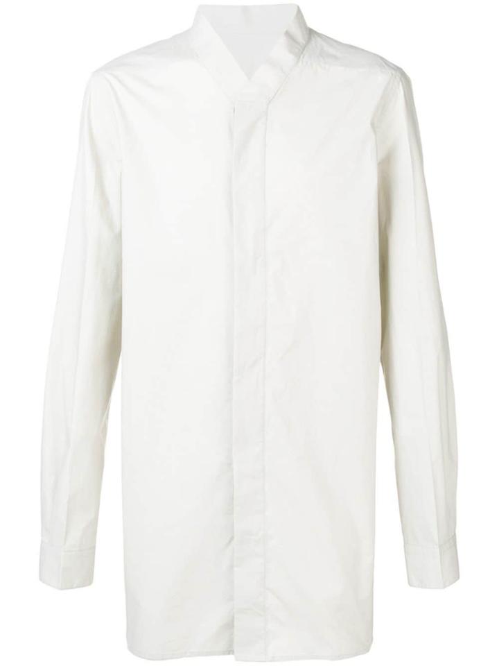 Rick Owens Collarless Button-up Shirt - Grey