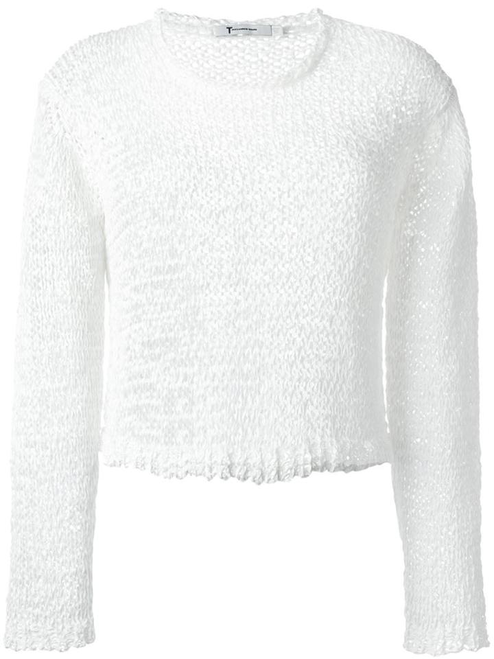 T By Alexander Wang Open Knit Jumper, Women's, Size: Large, White, Polyester/nylon