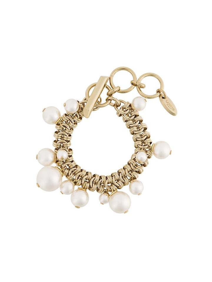 Lanvin Pearl Chain Link Bracelet, Women's, Metallic