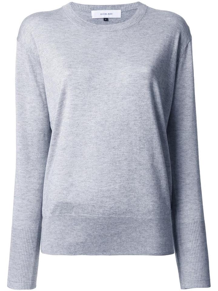 Le Ciel Bleu Round Neck Knit Blouse, Women's, Size: 36, Grey, Silk/cashmere