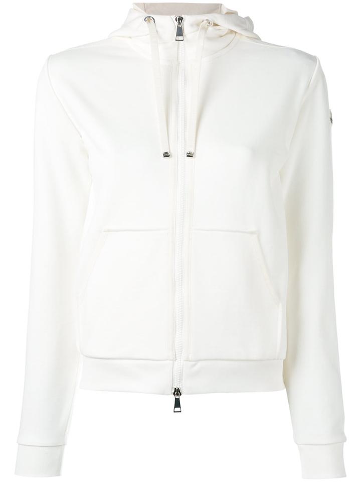 Moncler Classic Zipped Hoodie, Women's, Size: Medium, White, Cotton/polyester