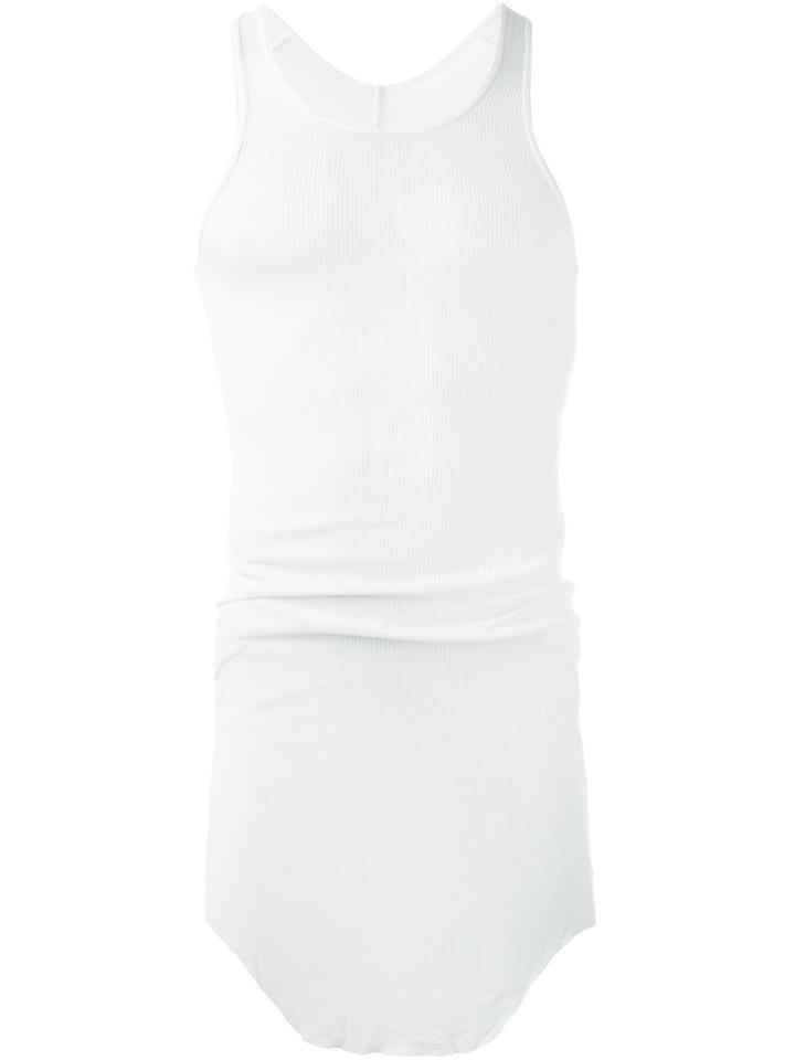 Rick Owens Curved Hem Tank Top, Men's, Size: Large, White, Silk/viscose