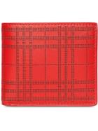 Burberry Perforated Check Leather International Bifold Wallet - Red