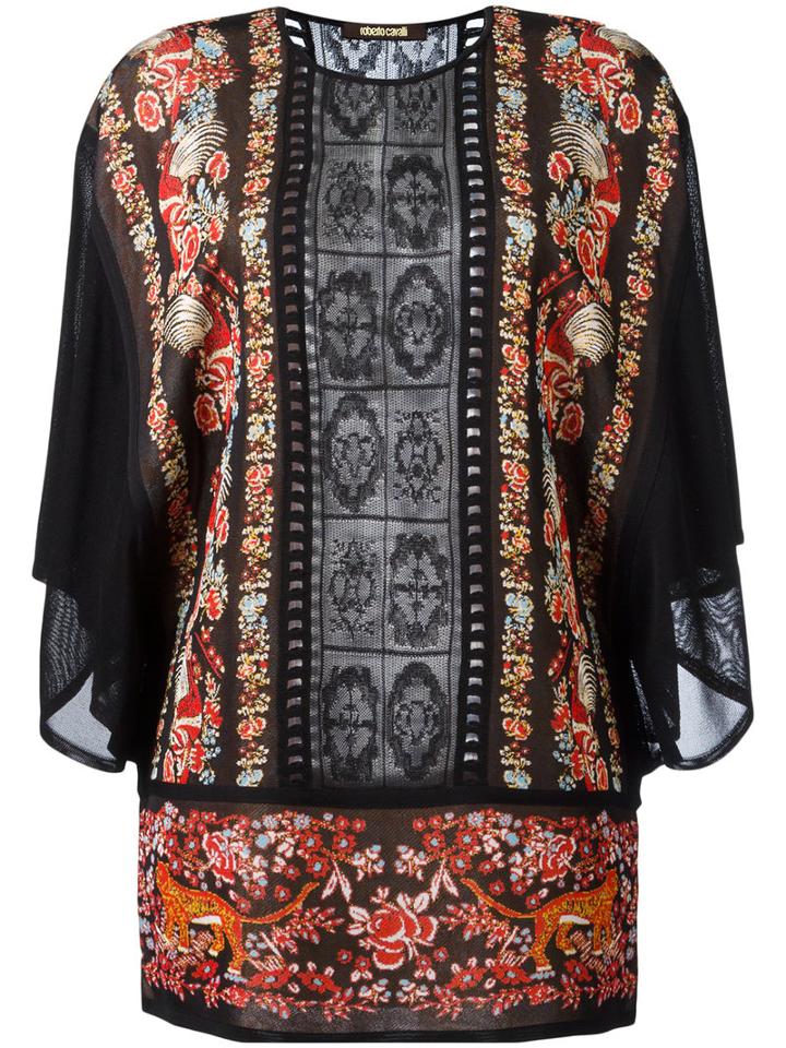 Roberto Cavalli Sheer Panel Kaftan, Women's, Size: 42, Black, Viscose/polyamide