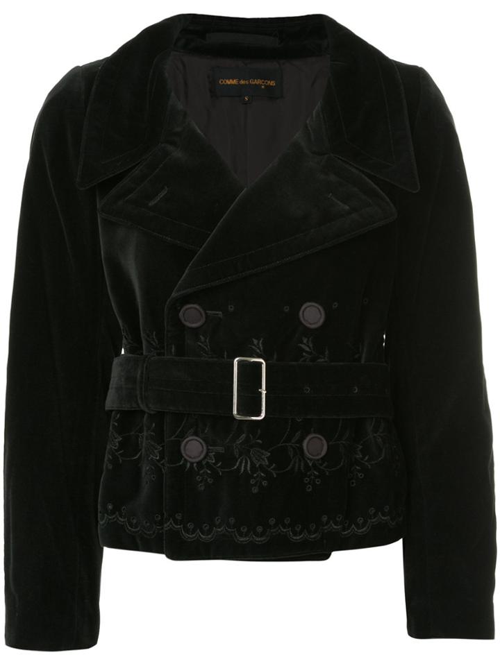 Comme Des Garçons Vintage Embroidered Double Breasted Jacket - Black