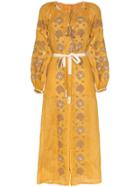 Vita Kin Forest Clover Linen Maxi Dress - Yellow