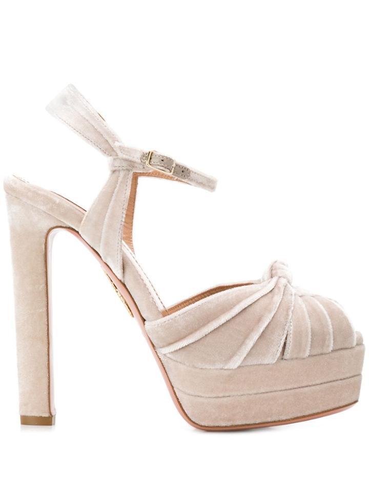 Aquazzura Open Toe Platform Sandals - Neutrals