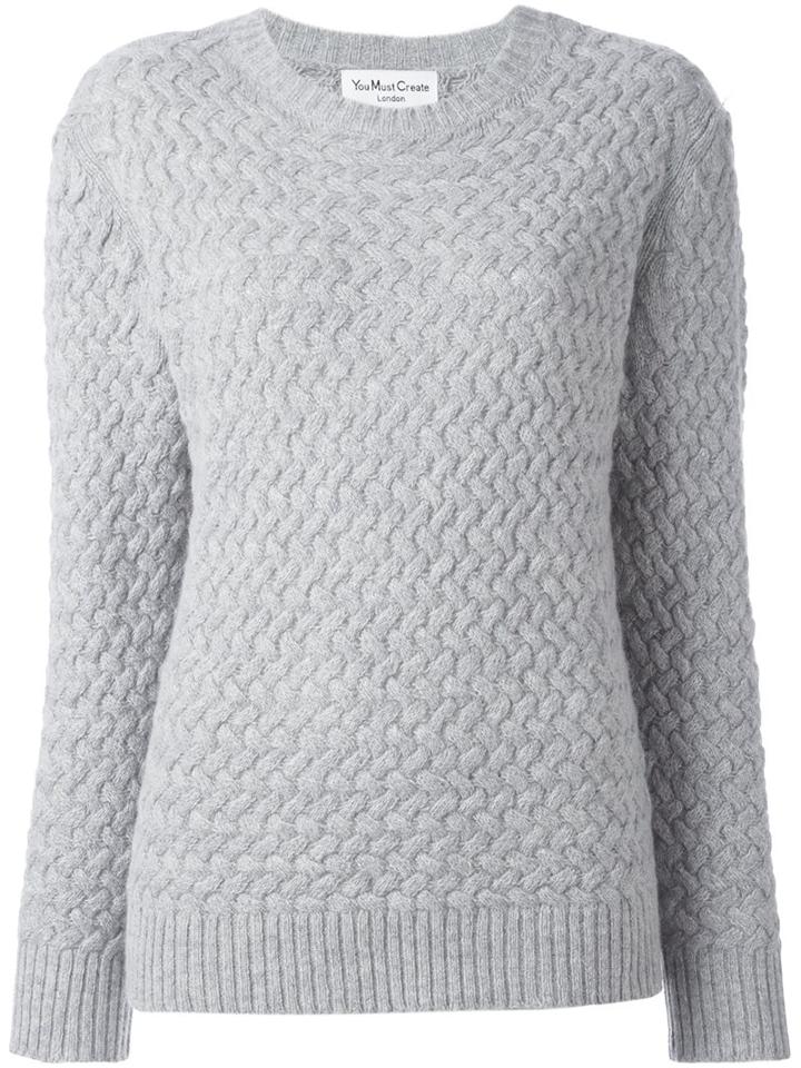 Ymc Chunky Woven Jumper, Women's, Size: Medium, Grey, Polyamide/alpaca