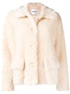 Stand Fur Button Coat - Neutrals
