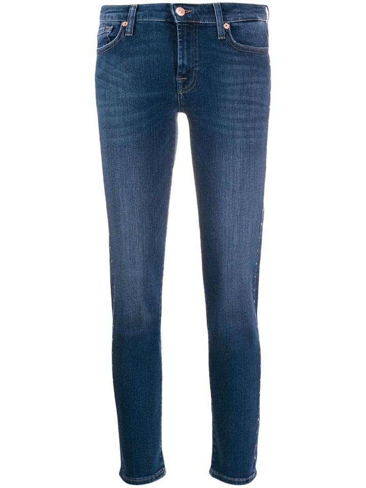 7 For All Mankind Studded Skinny Jeans - Blue