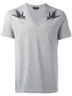 Alexander Mcqueen Bird Print T-shirt, Men's, Size: Xl, Grey, Cotton