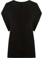 Gloria Coelho Cap Sleeves Knit Blouse, Women's, Size: Medium, Black, Viscose