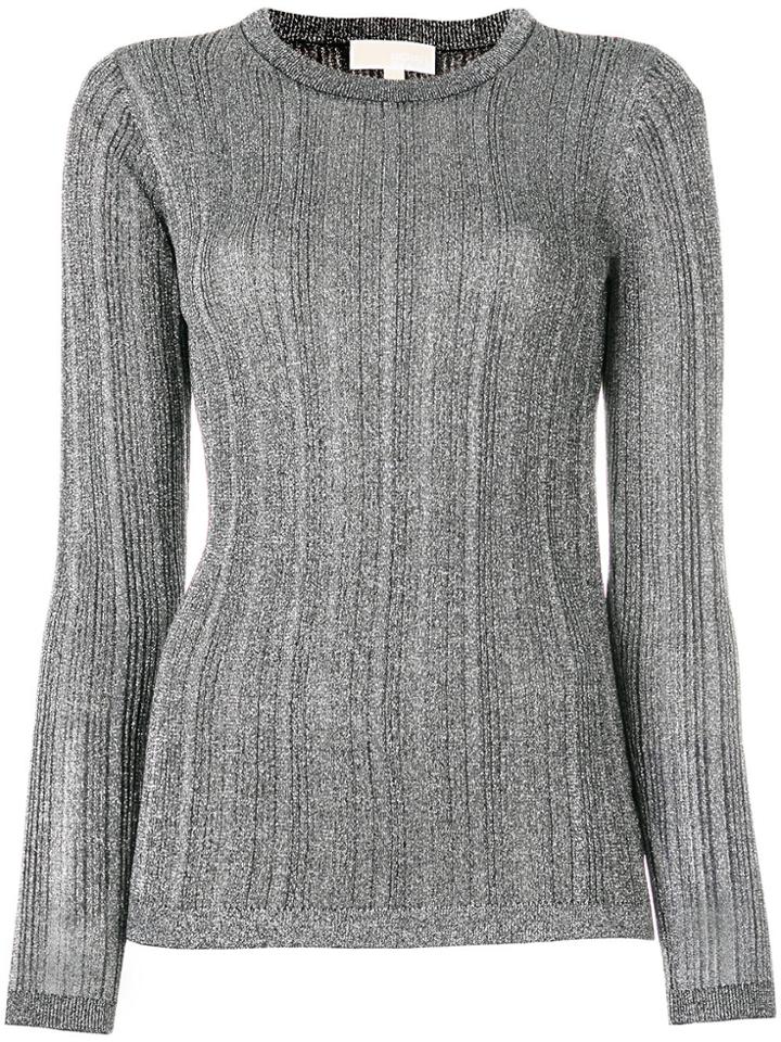 Michael Michael Kors Metallic Ribbed-knit Top