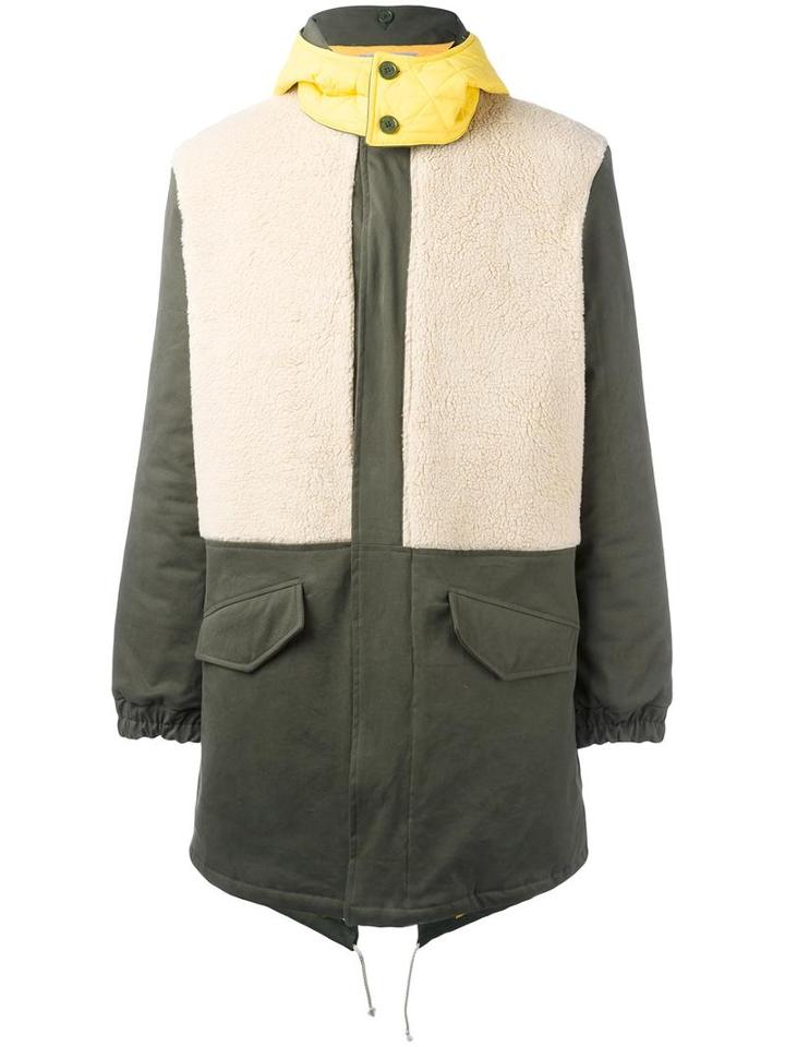 Lc23 Colour Block Parka, Men's, Size: Medium, Green, Polyamide/acrylic/cotton
