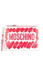 Moschino Logo Brushstroke Clutch Bag - Red