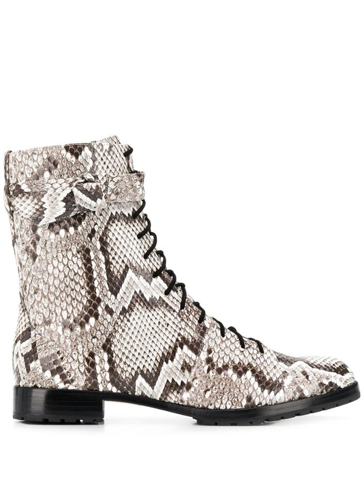Alexandre Birman Snake-effect Ankle Boots - White