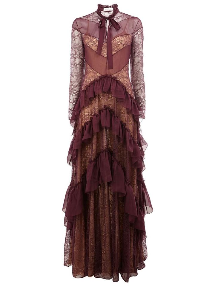 Zuhair Murad Floral Lace Tiered Gown