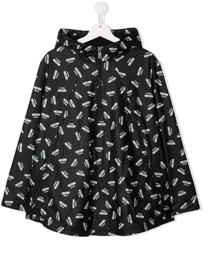 Moschino Kids Teen Multi Logo Coat - Black