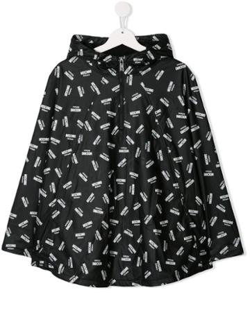 Moschino Kids Teen Multi Logo Coat - Black