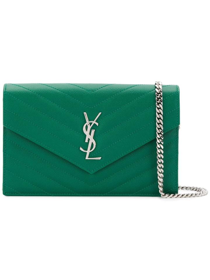 Saint Laurent Monogram Envelope Chain Wallet - Green