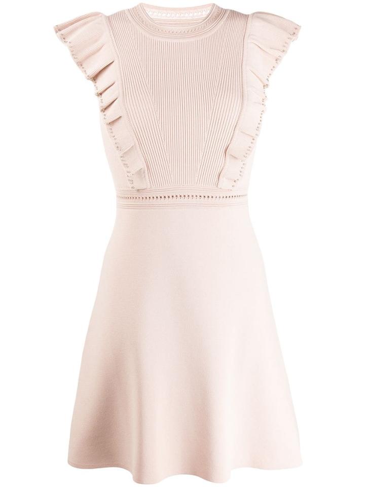 Sandro Paris Ruffled Sleeveless Dress - Neutrals