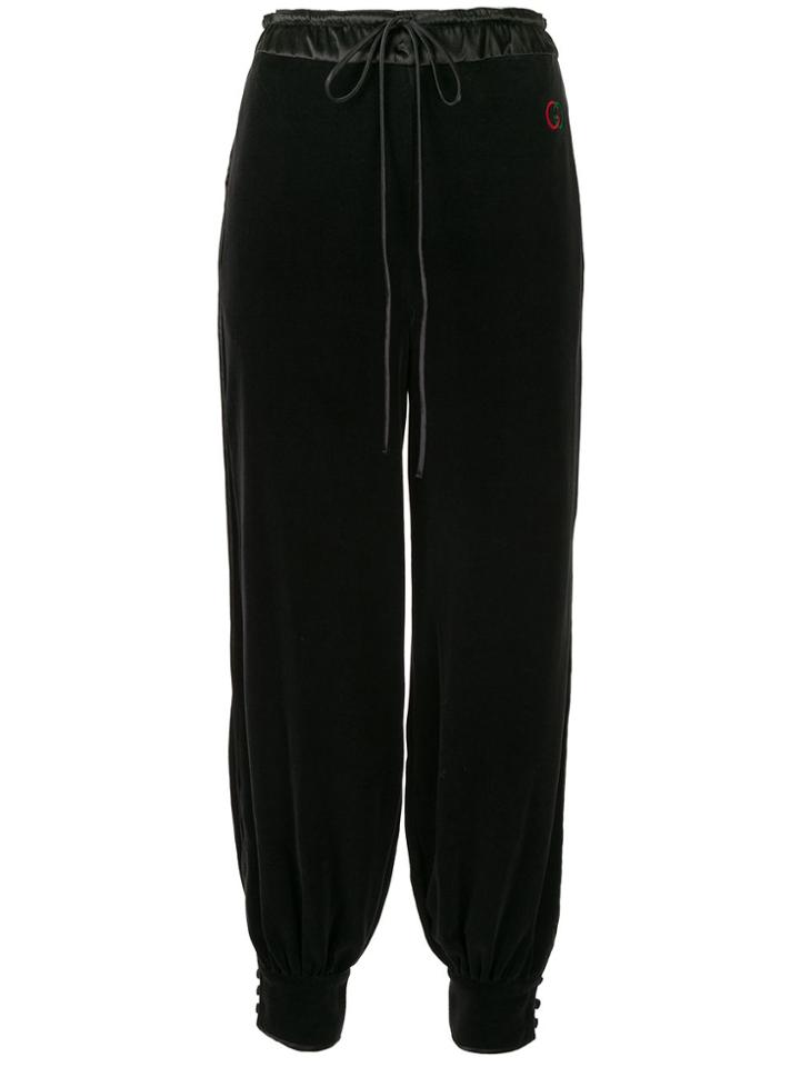 Gucci Velour Loose Fit Track Pants - Black