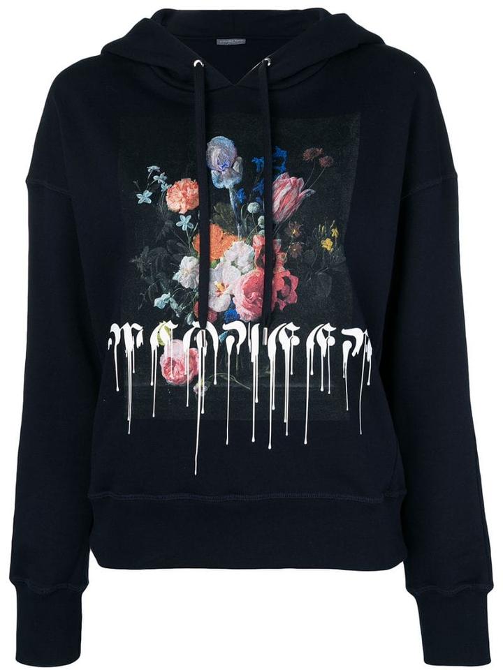 Alexander Mcqueen Floral Paint Drip Hoodie - Blue