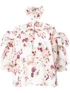 Misa Los Angeles Floral Cold Shoulder Blouse - Black