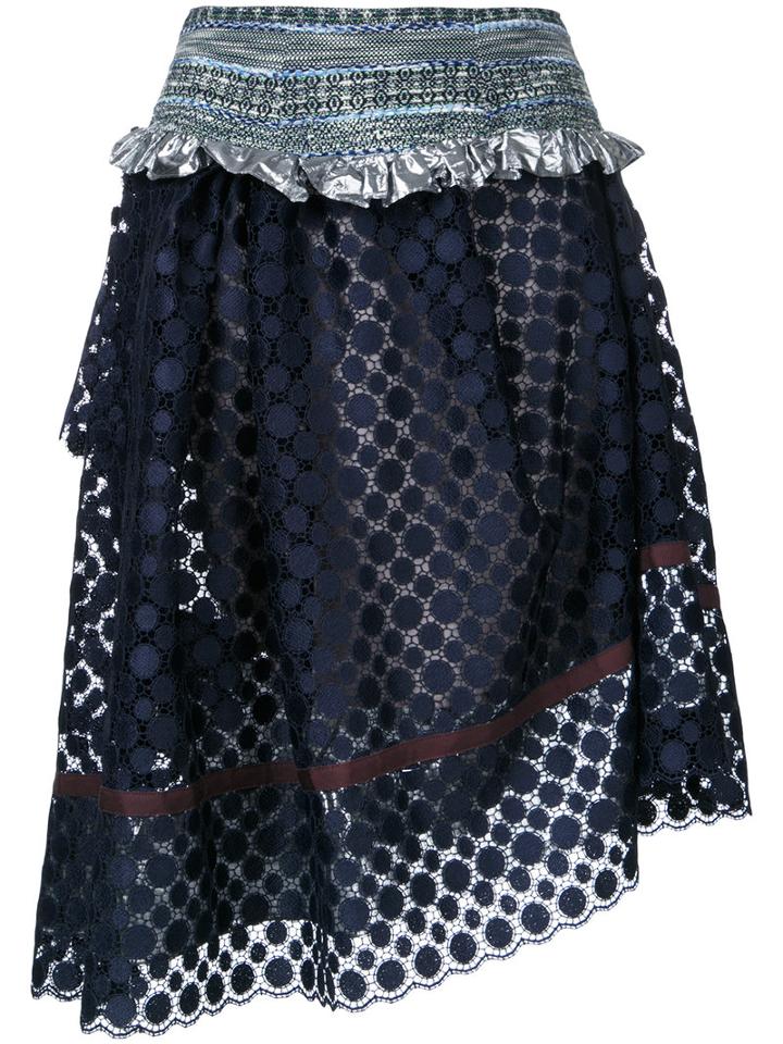 Kolor Dots Asymmetric Skirt, Women's, Size: 3, Blue, Polyester