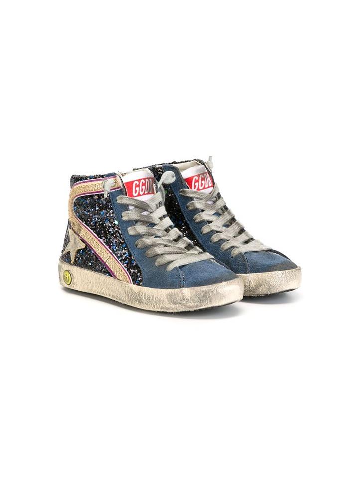 Golden Goose Deluxe Brand Kids Slide Hi-top Sneakers, Girl's, Size: 29, Blue