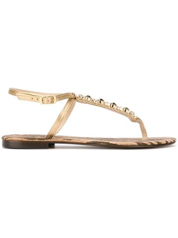 Emanuela Caruso Kids Teen Embellished Sandals - Metallic
