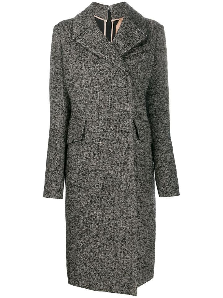 Nº21 Straight Single-breasted Coat - Black