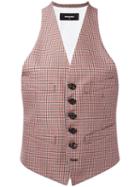 Dsquared2 Checked Waistcoat, Women's, Size: 40, Red, Cotton/virgin Wool