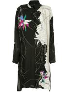 Y's Floral Print Shirt Dress - Black