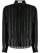 Saint Laurent Pinstriped Sheer Shirt - Black