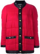 Chanel Vintage Contrast Puffer Jacket, Women's, Size: 38, Red