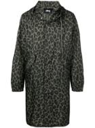 Stussy Leopard Print Hooded Jacket - Green