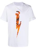 Neil Barrett Flaming Lightning Bolt T-shirt - White