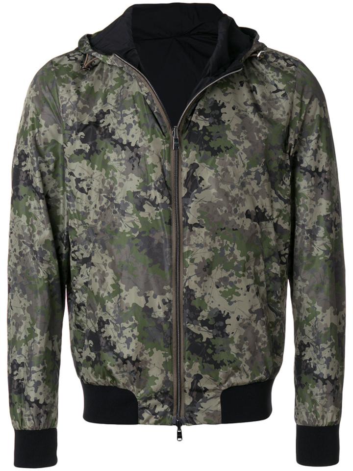 Herno Hooded Camouflage Bomber Jacket - Green