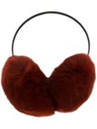 Yves Salomon Fur Earmuffs, Women's, Red, Rabbit Fur/silk/polyester