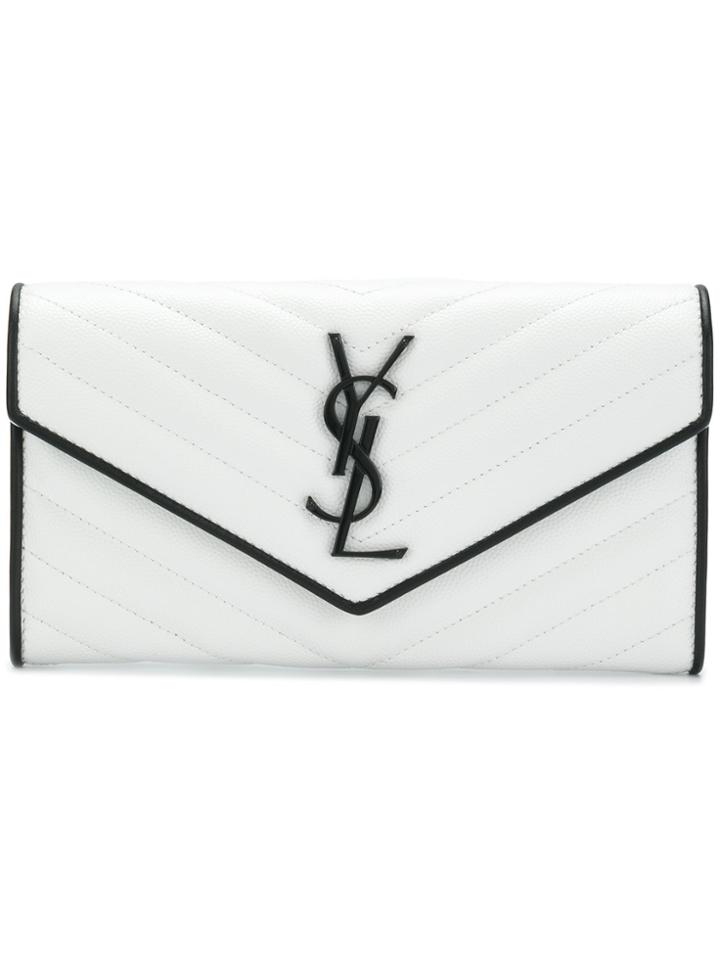 Saint Laurent Monogramme Flap Wallet - White