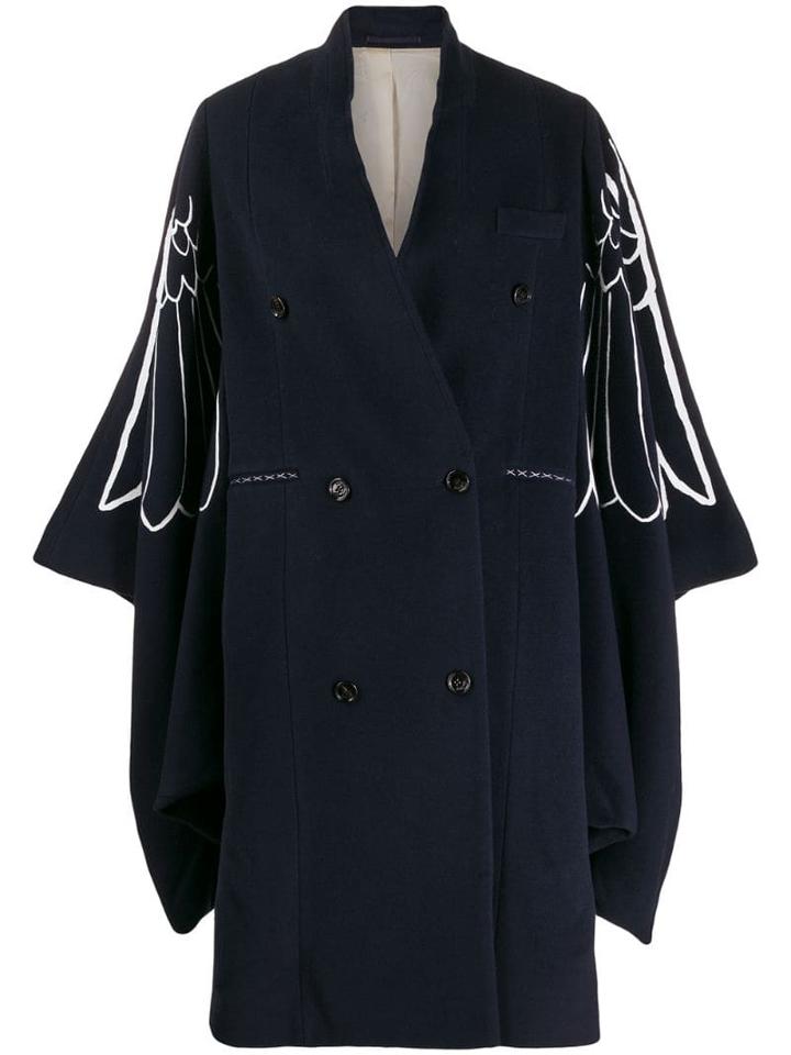 Golden Goose Wings Print Oversized Coat - Blue