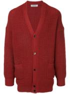 Monkey Time V-neck Slouchy Cardigan - Red