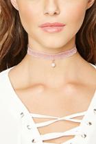 Forever21 Pink & Cream Faux Pearl Pendant Choker
