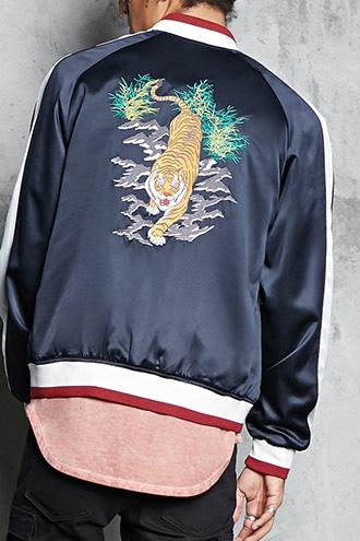 Forever21 Satin Tiger Embroidered Jacket