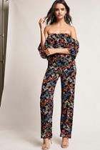 Forever21 Floral Off-the-shoulder Jumpsuit