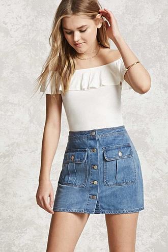 Forever21 Button-up Denim Mini Skirt