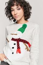 Forever21 Sequin Snowman Graphic Sweater