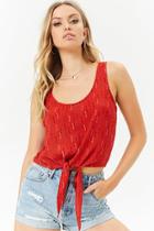 Forever21 Tie-front Key Print Top